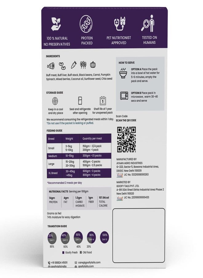 Goofy Tails Buff & Berry Wet Dog Food 200g (200g X 1 Pack), Preservative Free, Gluten & Grain Free, Human Grade, Non Vegetarian Gravy for Dogs, Taste Booster and Food Topper - Image 2